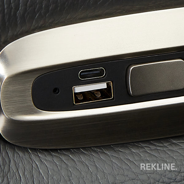 Home Cinema Chair in Grey Real Leather | Luxury for Gaming & Movie Theatre Seating | Electric Recliner with Power Headrest & Automatic Lumbar Support | Assisi by REKLINE