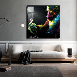 Gorilla Canvas Wall Art | LED Design in Gold or Black Frame | 100×100 cm Emotional Street-Style Piece with Bold Detail | By REKLINE
