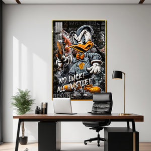 Graffiti Canvas Wall Art | LED Duck-Inspired Design with Gold or Black Frame | 100×150 cm Urban Wall Art | By REKLINE
