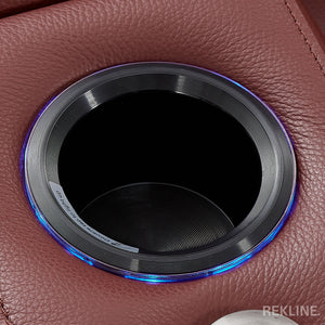 Home Cinema Chair in Red Leather | Cool, Calm, and Customisable Theatre Seating | Power Recliner Chair with 8-Point Massage & Power Headrest | Capri by REKLINE