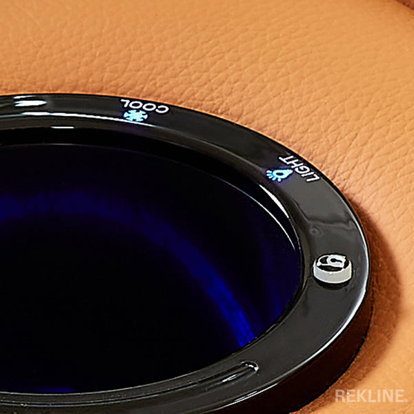 Home Cinema Chair in Orange Real Leather | Luxury for Gaming & Movie Theatre Seating | Electric Recliner with Power Headrest & Automatic Lumbar Support | Assisi by REKLINE