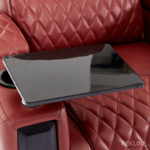 Home Cinema Chair in Red Real Leather | Luxury for Gaming & Movie Theatre Seating | Electric Recliner with Power Headrest & Automatic Lumbar Support | Assisi by REKLINE