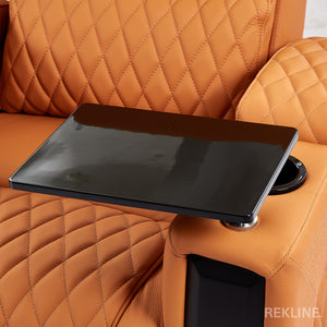 Home Cinema Chair in Orange Real Leather | Luxury for Gaming & Movie Theatre Seating | Electric Recliner with Power Headrest & Automatic Lumbar Support | Assisi by REKLINE