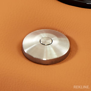 Home Cinema Chair in Orange Real Leather | Luxury for Gaming & Movie Theatre Seating | Electric Recliner with Power Headrest & Automatic Lumbar Support | Assisi by REKLINE