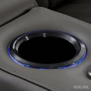 Home Cinema Chair in Grey Real Leather | Luxury for Gaming & Movie Theatre Seating | Electric Recliner with 8-Point Massage & Power Headrest | Capri by REKLINE