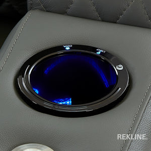 Home Cinema Chair in Grey Real Leather | Luxury for Gaming & Movie Theatre Seating | Electric Recliner with Power Headrest & Automatic Lumbar Support | Assisi by REKLINE