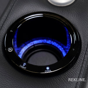 Home Cinema Chair in Black Real Leather | Luxury Movie Theatre Seating | Electric Recliner with Padded Headrest & Lumbar Support | Rimini by REKLINE