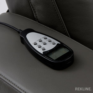 Home Cinema Chair in Grey Real Leather | Luxury for Gaming & Movie Theatre Seating | Electric Recliner with 8-Point Massage & Power Headrest | Capri by REKLINE