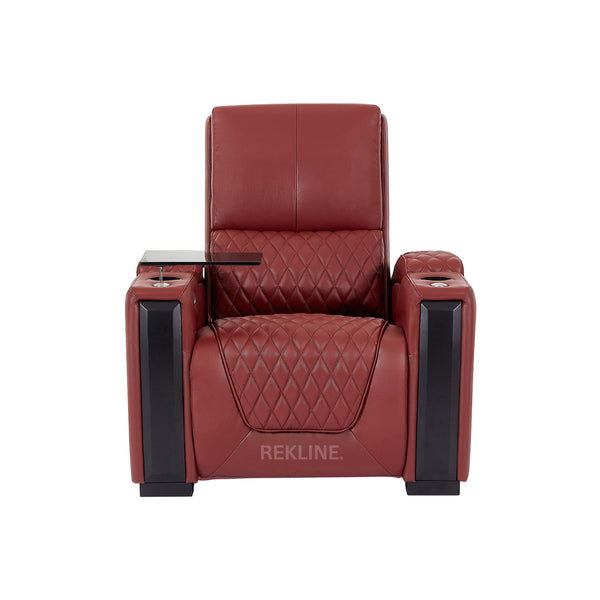 Home Cinema Chair in Red Real Leather | Luxury for Gaming & Movie Theatre Seating | Electric Recliner with Power Headrest & Automatic Lumbar Support | Assisi by REKLINE