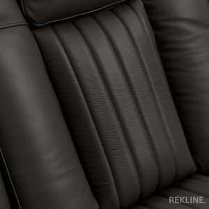Home Cinema Chair in Grey Real Leather | Luxury for Gaming & Movie Theatre Seating | Electric Recliner with 8-Point Massage & Power Headrest | Capri by REKLINE