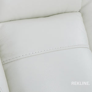 Home Cinema Chair in White Real Leather | Luxury for Gaming & Movie Theatre Seating | Electric Recliner with 8-Point Massage, Heated Seats & Power Headrests | Napoli by REKLINE