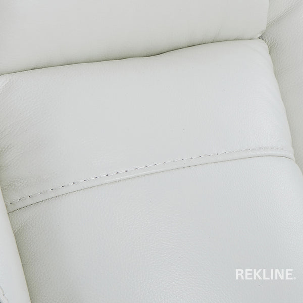 Home Cinema Chair in White Real Leather | Luxury for Gaming & Movie Theatre Seating | Electric Recliner with 8-Point Massage, Heated Seats & Power Headrests | Napoli by REKLINE