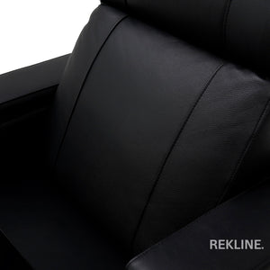 Home Cinema Chair in Black Real Leather | Luxury Movie Theatre Seating | Electric Recliner with Padded Headrest & Lumbar Support | Rimini by REKLINE