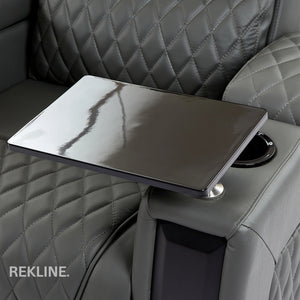 Home Cinema Chair in Grey Real Leather | Luxury for Gaming & Movie Theatre Seating | Electric Recliner with Power Headrest & Automatic Lumbar Support | Assisi by REKLINE