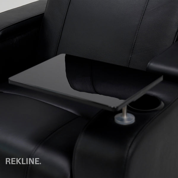 Home Cinema Chair in Black Real Leather | Luxury Movie Theatre Seating | Electric Recliner with Padded Headrest & Lumbar Support | Rimini by REKLINE