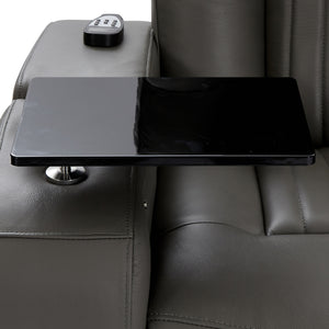 Home Cinema Chair in Grey Real Leather | Luxury for Gaming & Movie Theatre Seating | Electric Recliner with 8-Point Massage & Power Headrest | Capri by REKLINE