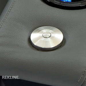Home Cinema Chair in Grey Real Leather | Luxury for Gaming & Movie Theatre Seating | Electric Recliner with Power Headrest & Automatic Lumbar Support | Assisi by REKLINE