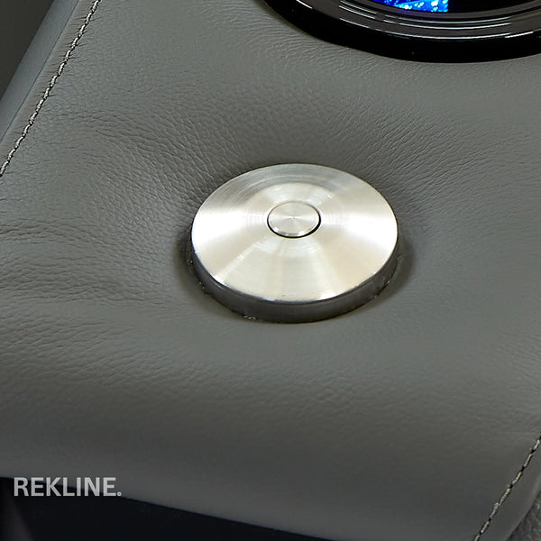 Home Cinema Chair in Grey Real Leather | Luxury for Gaming & Movie Theatre Seating | Electric Recliner with Power Headrest & Automatic Lumbar Support | Assisi by REKLINE