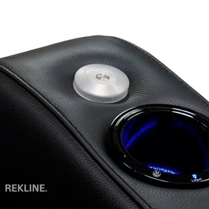 Home Cinema Chair in Black Real Leather | Luxury Movie Theatre Seating | Electric Recliner with Padded Headrest & Lumbar Support | Rimini by REKLINE