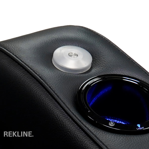 Home Cinema Chair in Black Real Leather | Luxury Movie Theatre Seating | Electric Recliner with Padded Headrest & Lumbar Support | Rimini by REKLINE