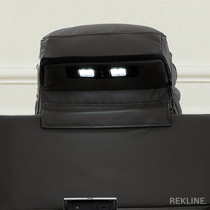 Home Cinema Chair in Grey Real Leather | Luxury for Gaming & Movie Theatre Seating | Electric Recliner with 8-Point Massage & Power Headrest | Capri by REKLINE