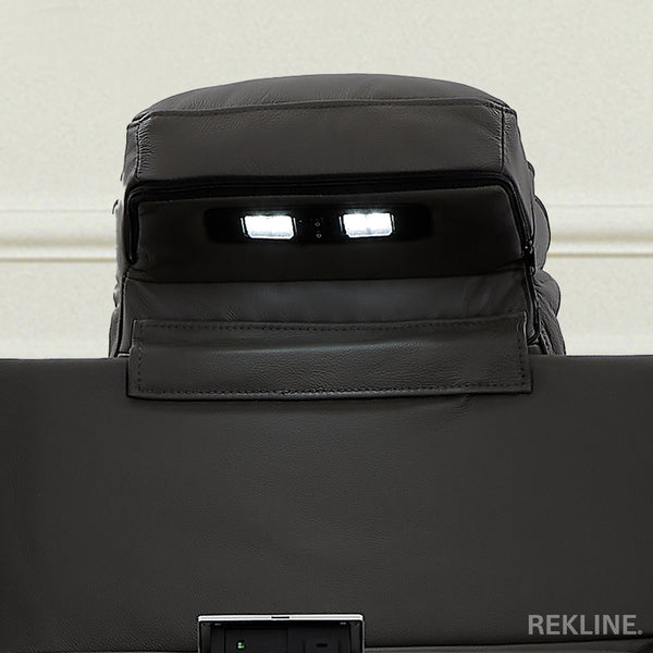 Home Cinema Chair in Grey Real Leather | Luxury for Gaming & Movie Theatre Seating | Electric Recliner with 8-Point Massage & Power Headrest | Capri by REKLINE