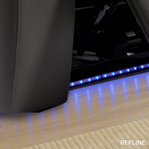 Home Cinema Chair in Grey Real Leather | Luxury for Gaming & Movie Theatre Seating | Electric Recliner with 8-Point Massage & Power Headrest | Capri by REKLINE