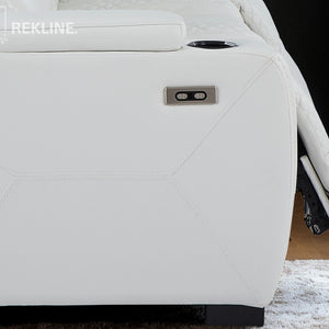 Home Cinema Chair in White Real Leather | Luxury for Gaming & Movie Theatre Seating | Electric Recliner with 8-Point Massage, Heated Seats & Power Headrests | Napoli by REKLINE