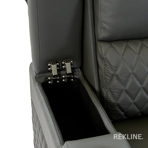 Home Cinema Chair in Grey Real Leather | Luxury for Gaming & Movie Theatre Seating | Electric Recliner with Power Headrest & Automatic Lumbar Support | Assisi by REKLINE