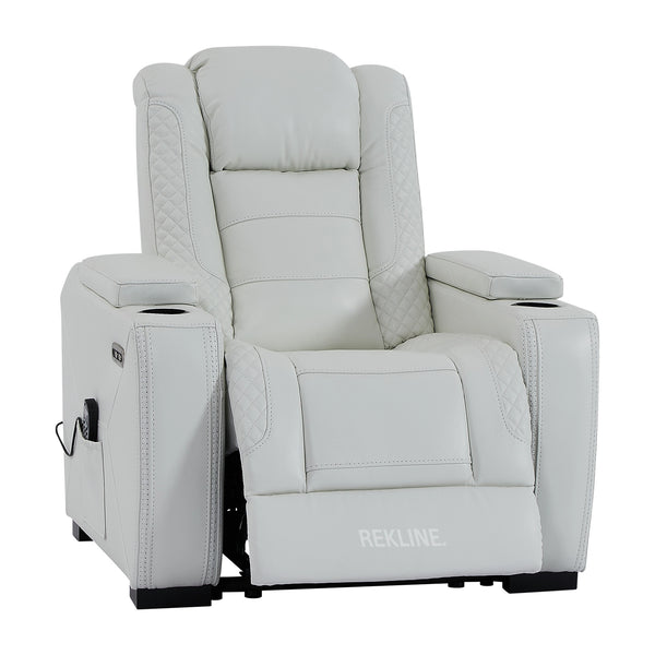 Home Cinema Chair in White Real Leather | Luxury for Gaming & Movie Theatre Seating | Electric Recliner with 8-Point Massage, Heated Seats & Power Headrests | Napoli by REKLINE
