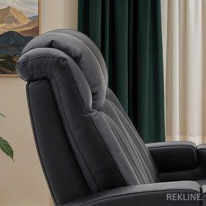 Home Cinema Chair in Black Real Leather | Luxury for Gaming & Movie Theatre Seating | Electric Recliner with 8-Point Massage & Power Headrest | Capri by REKLINE