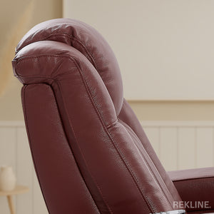 Home Cinema Chair in Red Leather | Cool, Calm, and Customisable Theatre Seating | Power Recliner Chair with 8-Point Massage & Power Headrest | Capri by REKLINE