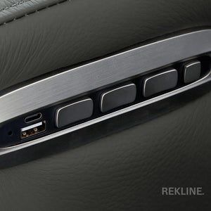 Home Cinema Chair in Grey Real Leather | Luxury for Gaming & Movie Theatre Seating | Electric Recliner with Power Headrest & Automatic Lumbar Support | Assisi by REKLINE