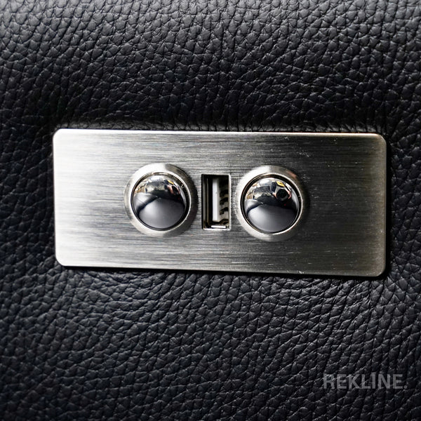 Home Cinema Chair in Black Real Leather | Luxury Movie Theatre Seating | Electric Recliner with Padded Headrest & Lumbar Support | Rimini by REKLINE