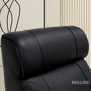 Home Cinema Chair in Black Real Leather | Luxury Movie Theatre Seating | Electric Recliner with Padded Headrest & Lumbar Support | Rimini by REKLINE