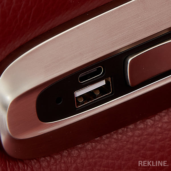 Home Cinema Chair in Red Real Leather | Luxury for Gaming & Movie Theatre Seating | Electric Recliner with Power Headrest & Automatic Lumbar Support | Assisi by REKLINE