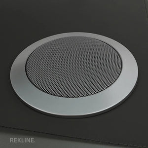 Small Grey 2 Drawer Bedside Table With Lights LED | PIN Locked Drawer | Square Table Glass Top & Built-in Wireless Charger | Bluetooth Modern Nightstand + USBc + Speakers  | Chicago