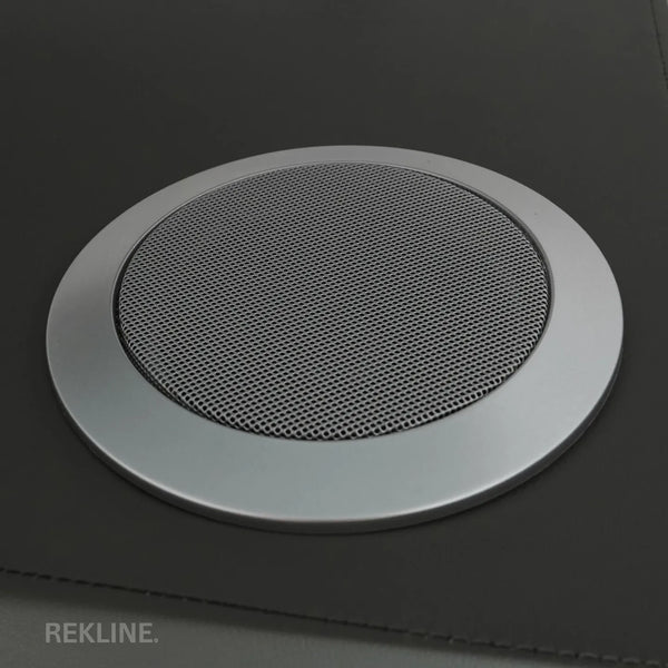 Small Grey 2 Drawer Bedside Table With Lights LED | PIN Locked Drawer | Square Table Glass Top & Built-in Wireless Charger | Bluetooth Modern Nightstand + USBc + Speakers  | Chicago