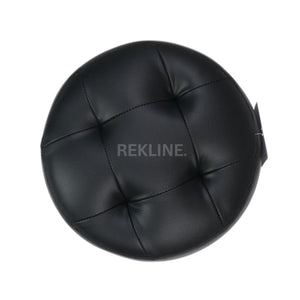 Large Round Black Leather Pouffe Footstool for Sofa | 41cm H x 38cm W | Vaneto Stool by REKLINE