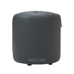 Small Round Grey Leather Pouffe Footstool for Sofa | 38cm H x 35cm W | Vaneto Stool by REKLINE