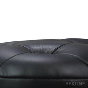 Small Round Black Leather Pouffe Footstool for Sofa | 38cm H x 35cm W | Vaneto Stool by REKLINE