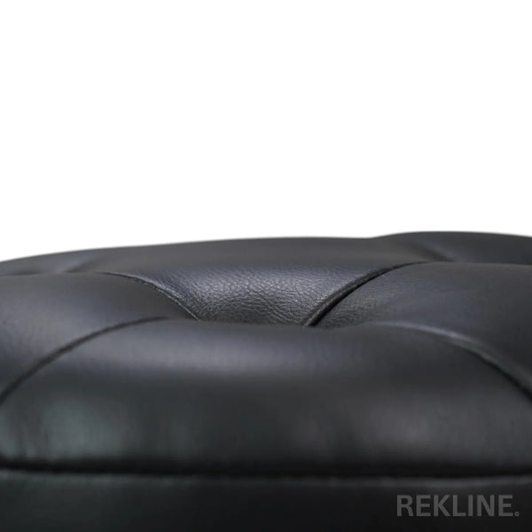 Small Round Black Leather Pouffe Footstool for Sofa | 38cm H x 35cm W | Vaneto Stool by REKLINE