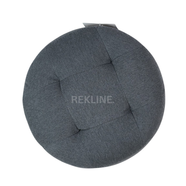 Small Round Grey Fabric Pouffe Footstool for Sofa | 38cm H x 35cm W | Vaneto Stool by REKLINE