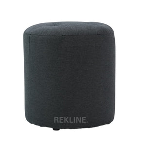 Small Round Grey Fabric Pouffe Footstool for Sofa | 38cm H x 35cm W | Vaneto Stool by REKLINE