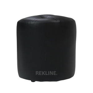 Large Round Black Leather Pouffe Footstool for Sofa | 41cm H x 38cm W | Vaneto Stool by REKLINE