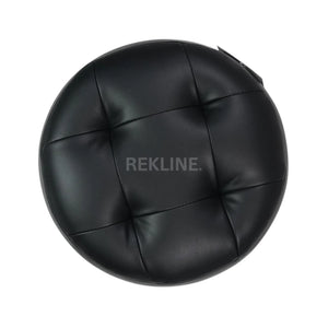 Small Round Black Leather Pouffe Footstool for Sofa | 38cm H x 35cm W | Vaneto Stool by REKLINE