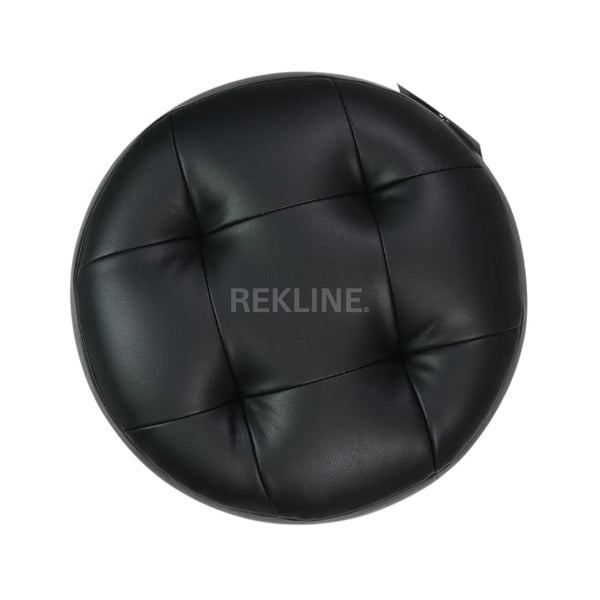 Small Round Black Leather Pouffe Footstool for Sofa | 38cm H x 35cm W | Vaneto Stool by REKLINE
