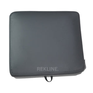 Large Grey Leather Footstool | Storage Ottoman for Sofa | 49cm H x 58cm W x 66cm L - Square | Ravenna by REKLINE