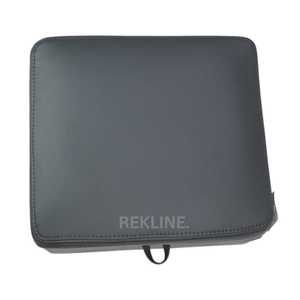 Large Grey Leather Footstool | Storage Ottoman for Sofa | 49cm H x 58cm W x 66cm L - Square | Ravenna by REKLINE