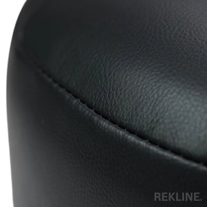 Small Round Black Leather Pouffe Footstool for Sofa | 38cm H x 35cm W | Vaneto Stool by REKLINE